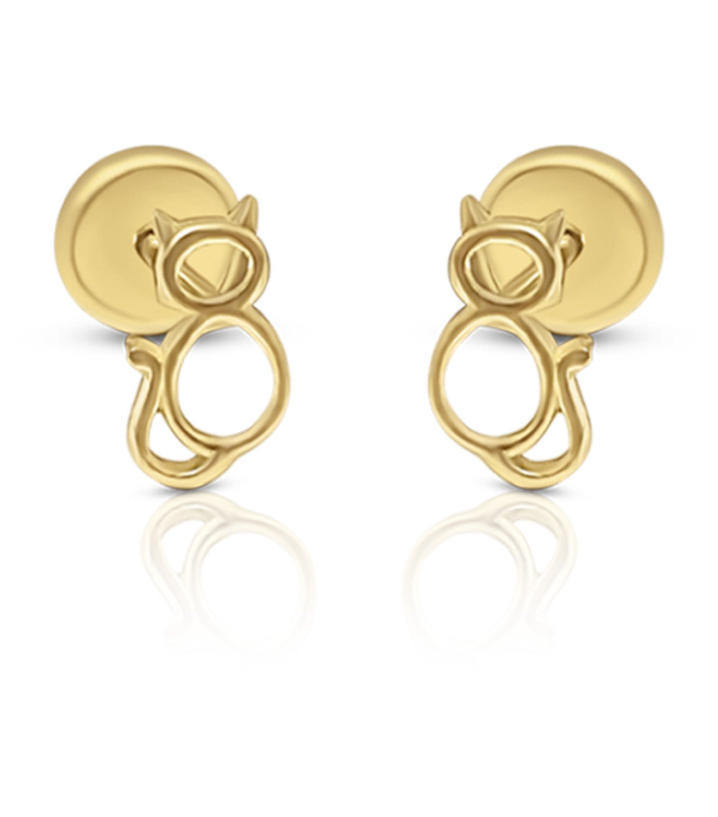 18K Cat Earrings Yellow Gold