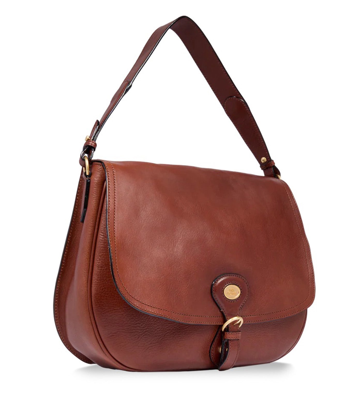 Isadora Large Leather Shoulder Bag with Front Flap
