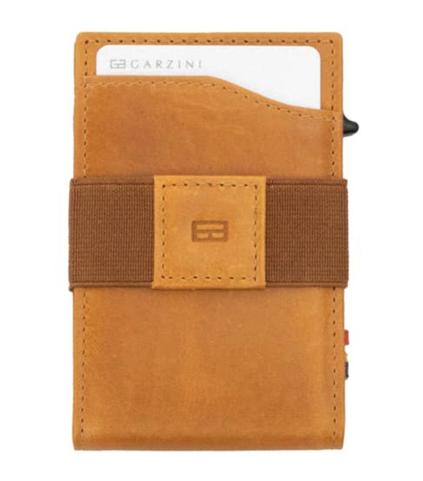 Garzini Metal Card Holder Slim - ID Window Brushed Cognac