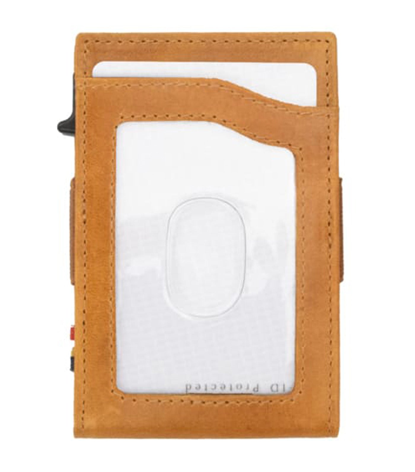 Garzini Metal Card Holder Slim - ID Window Brushed Cognac