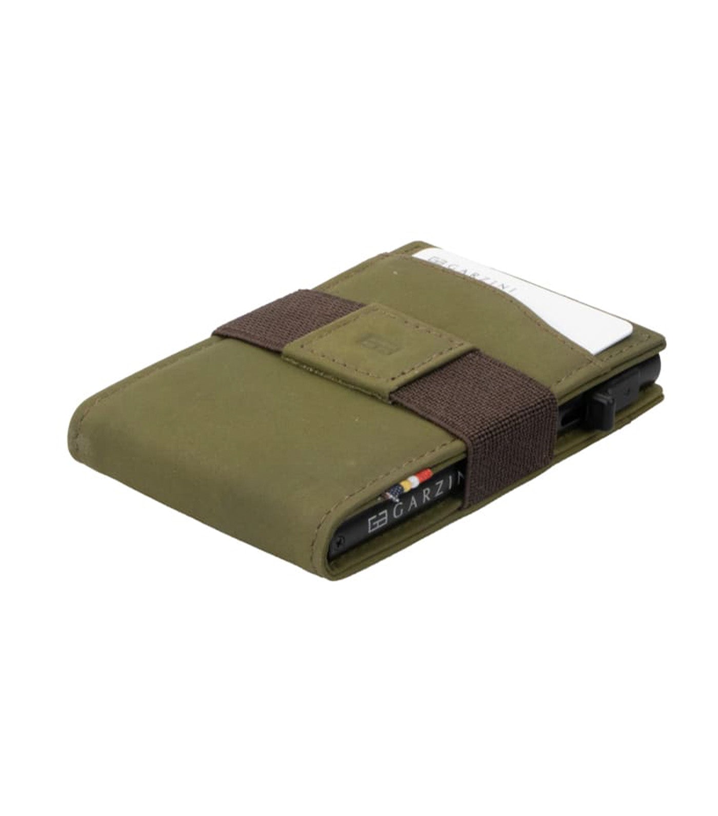 Garzini Metal Card Holder Slim - ID Window Olive Green Brown/Multi