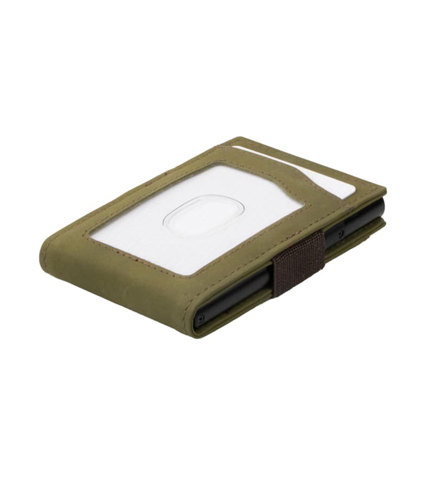 Garzini Metal Card Holder Slim - ID Window Olive Green Brown/Multi