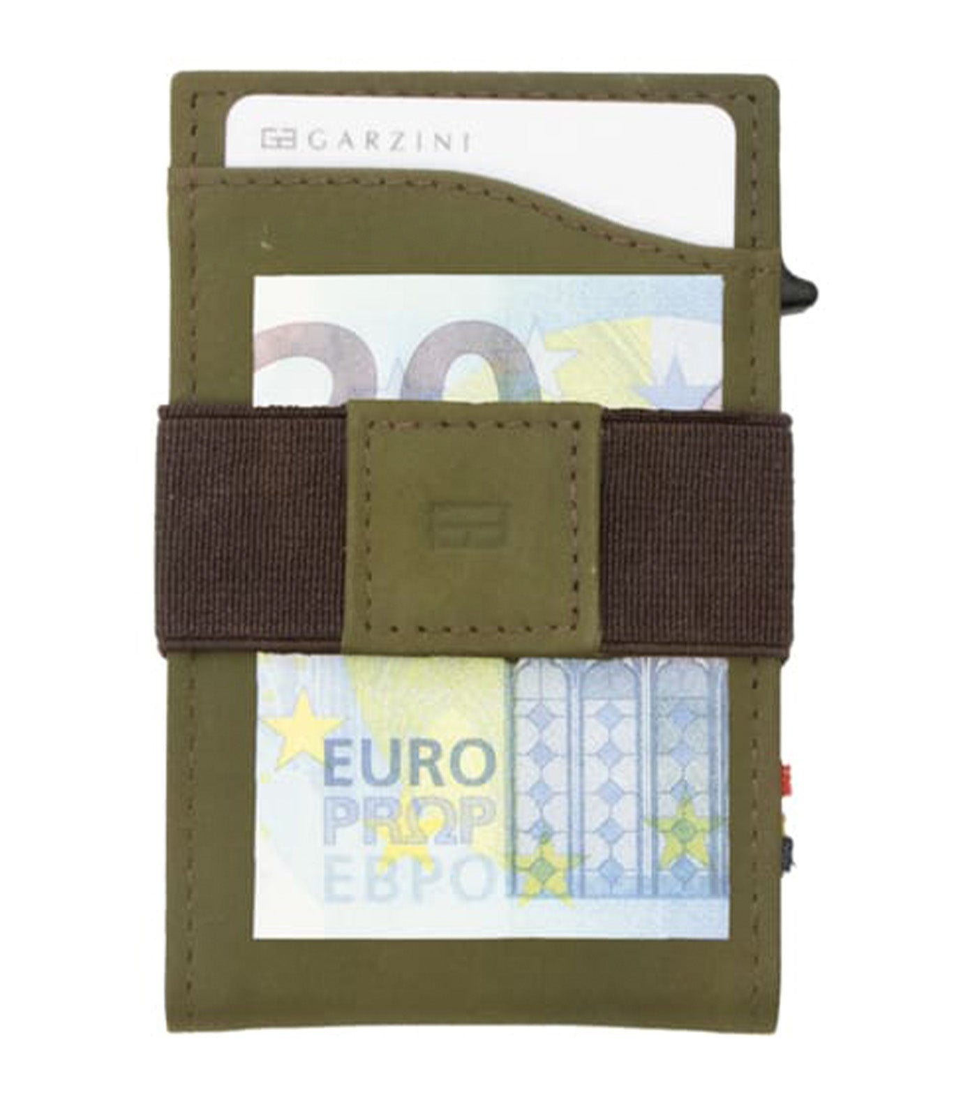 Garzini Metal Card Holder Slim - ID Window Olive Green Brown/Multi