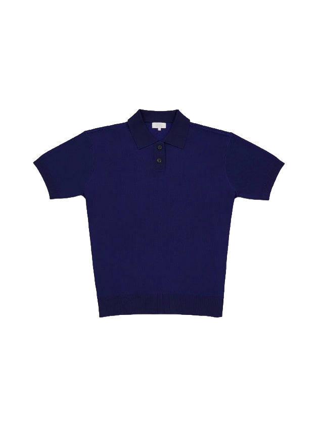 Structured Knit Polo Ink Blue