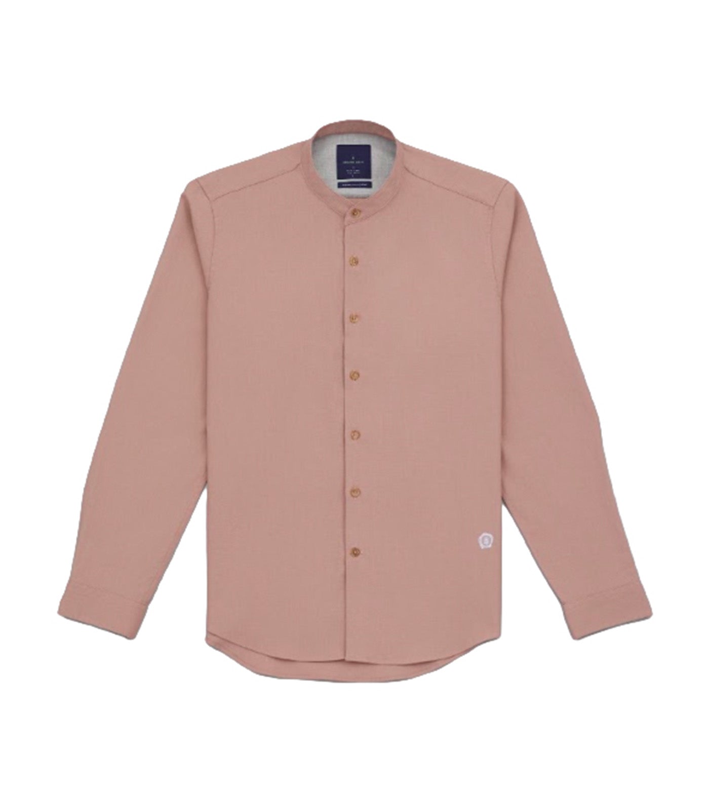 Shindanshi Burlwood Band Collar Long Sleeves Shirt Pink