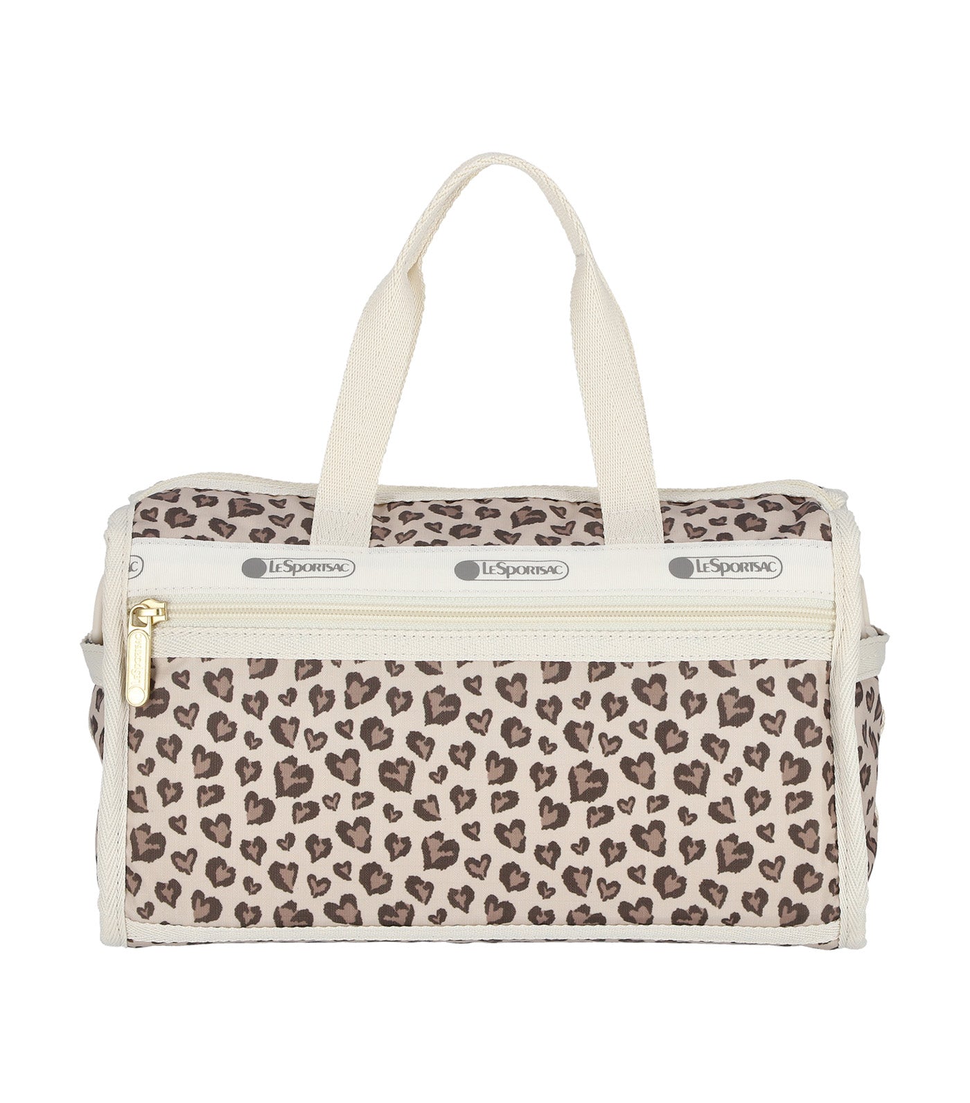 Deluxe Mini Duffel Latte Heart Leopard