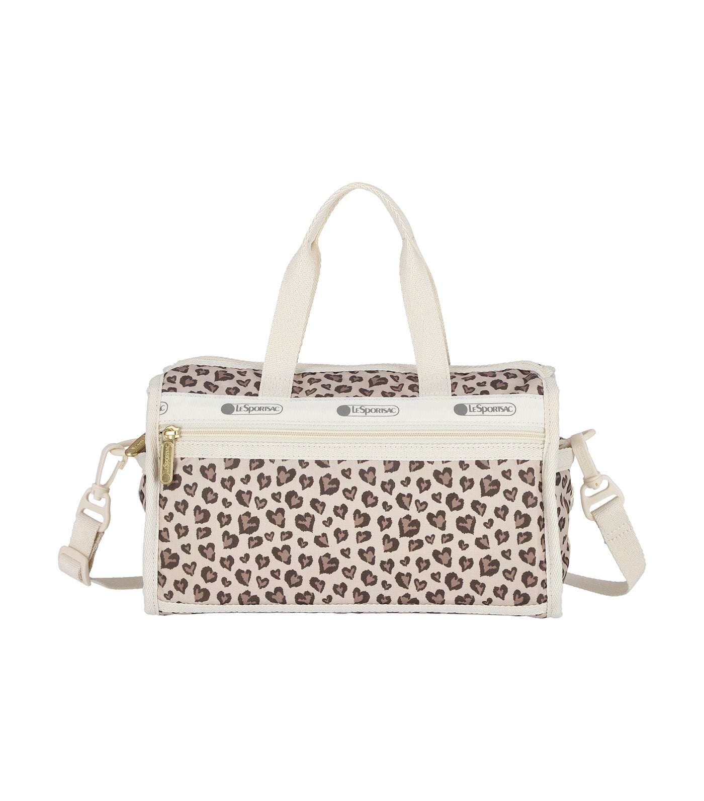 Deluxe Mini Duffel Latte Heart Leopard