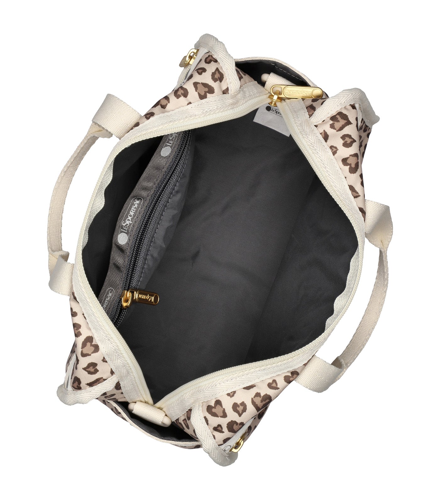 Deluxe Mini Duffel Latte Heart Leopard