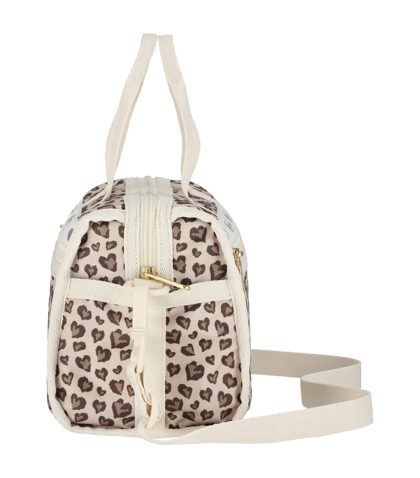 Deluxe Mini Duffel Latte Heart Leopard