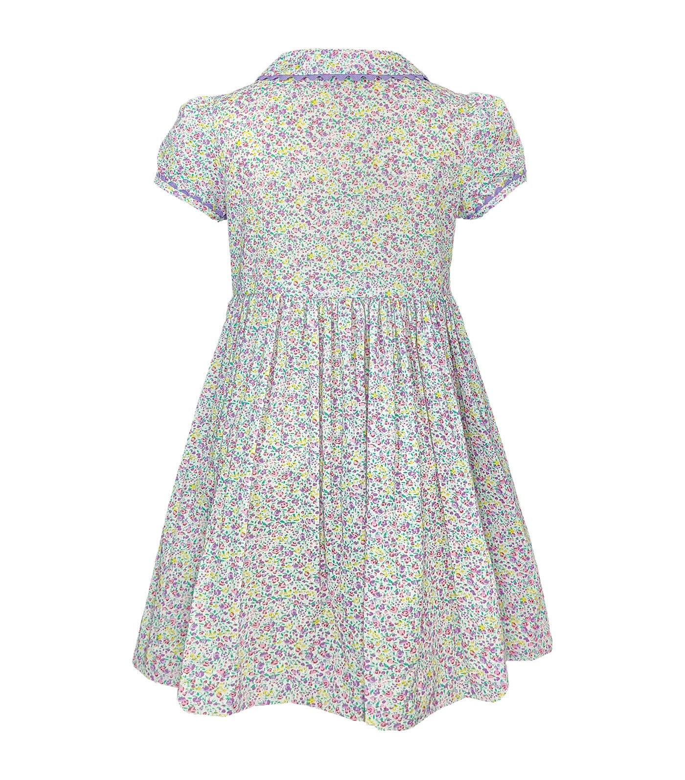 Lilou Girls Button-Down Smocked Dress Lilac