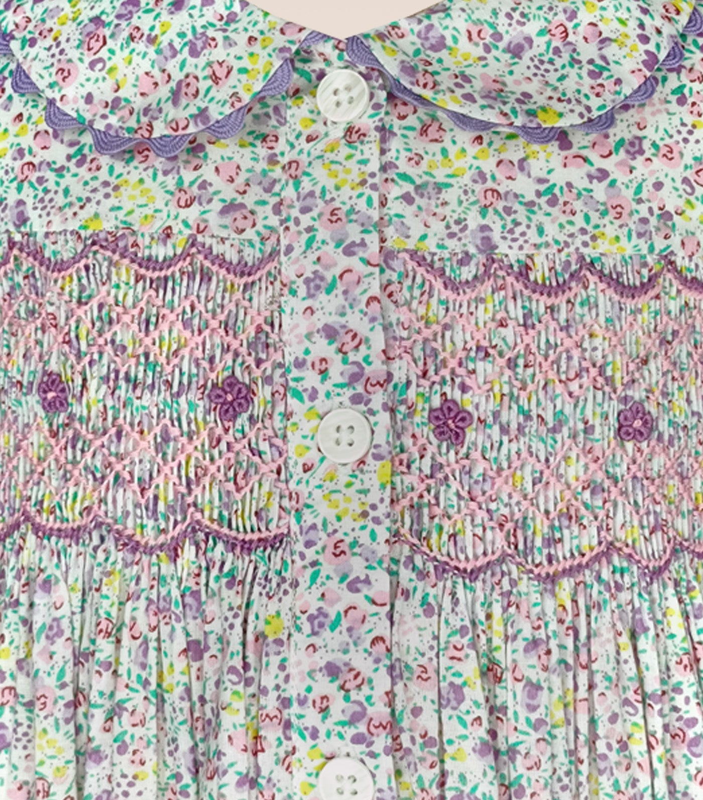 Lilou Baby Girls Button-Down Smocked Dress Lilac