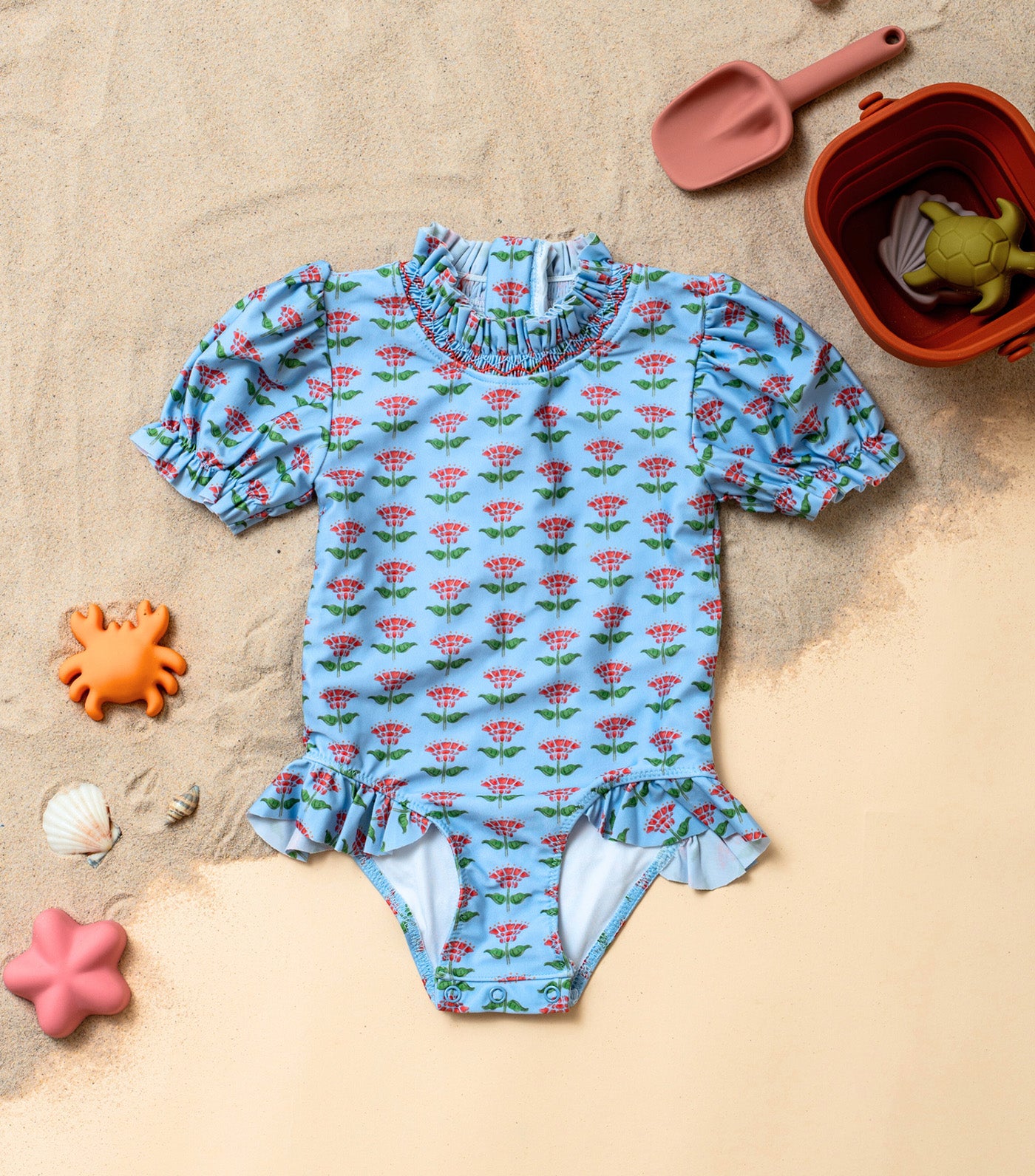 Francesca Ruffle Swimsuit Periwinkle Block