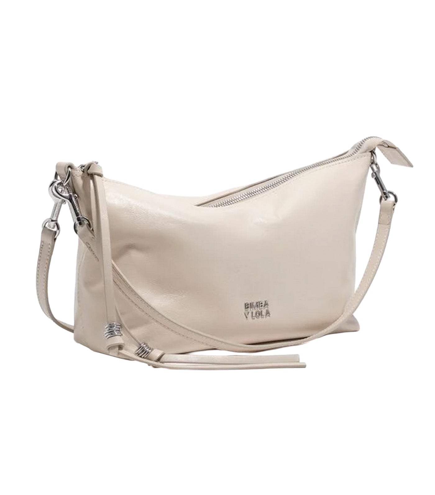 Shiny Leather Trapecio Bag Medium Ivory