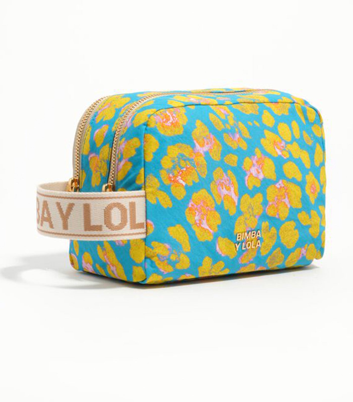 Nylon Make-Up Case Leopard Light Blue