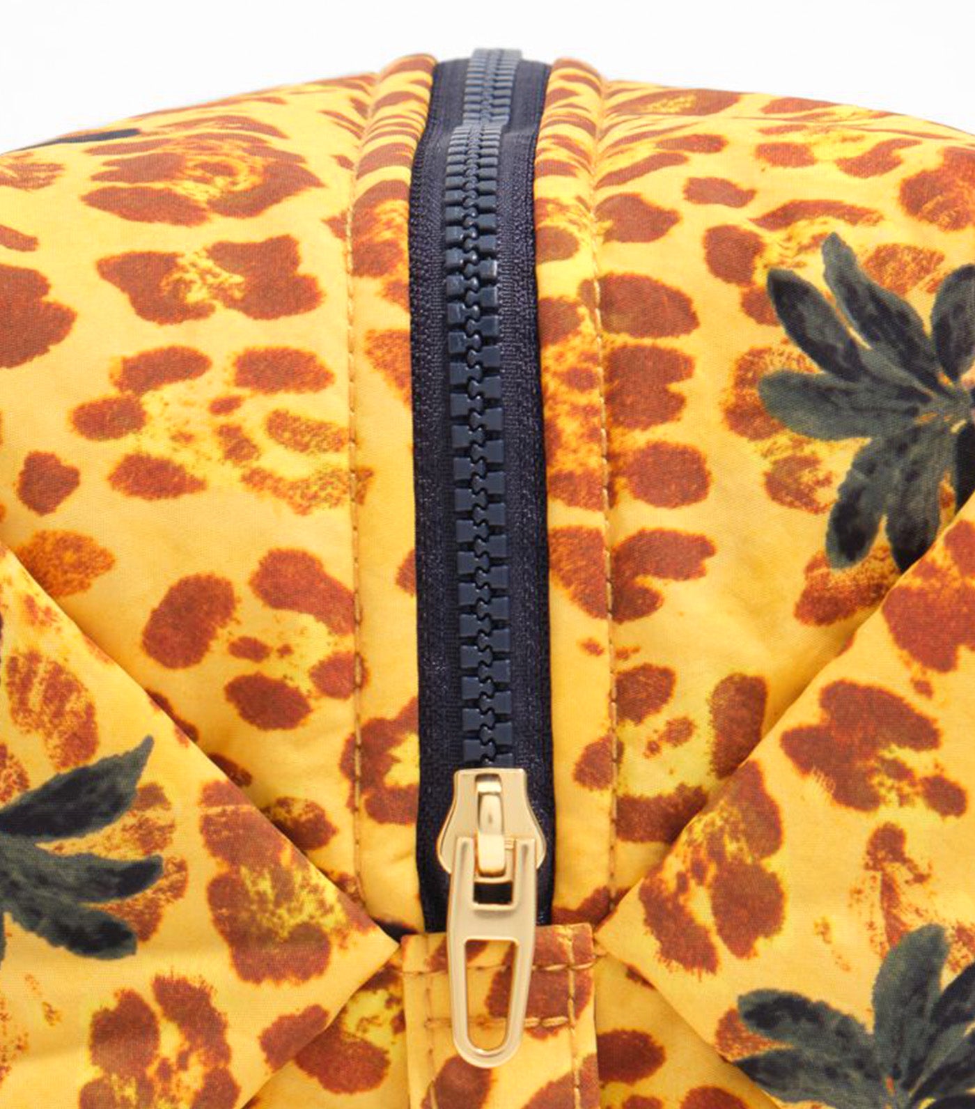 Large Nylon Make-Up Case Yellow Leopard Palms