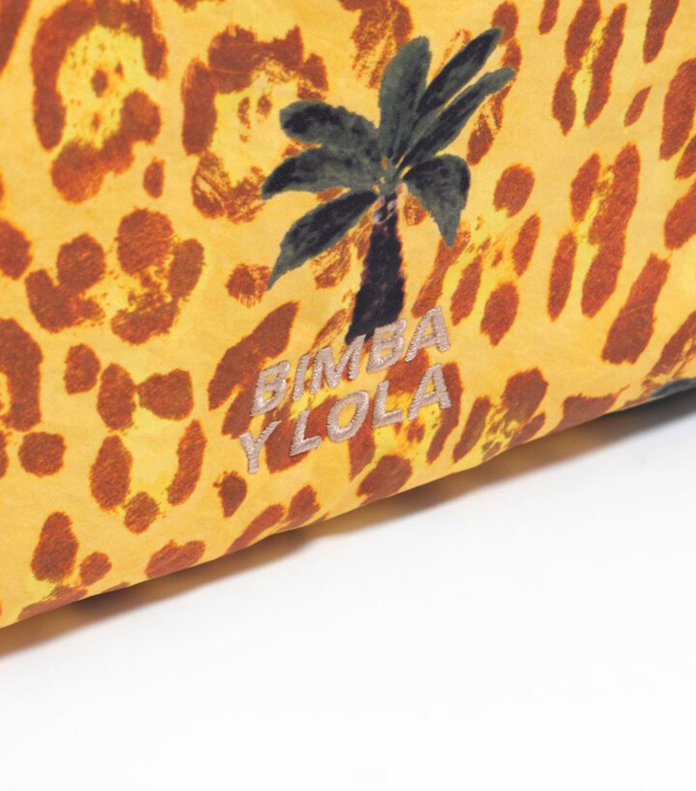 Large Nylon Make-Up Case Yellow Leopard Palms