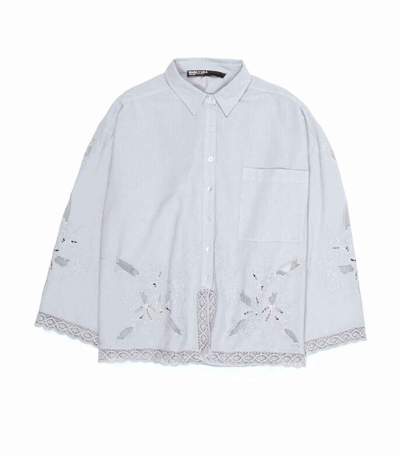 Straight-Fit Shirt with Embroidery Light Blue