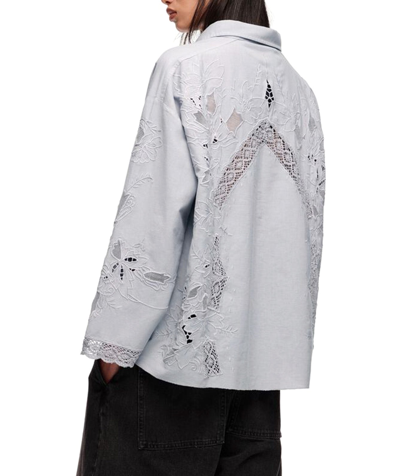 Straight-Fit Shirt with Embroidery Light Blue