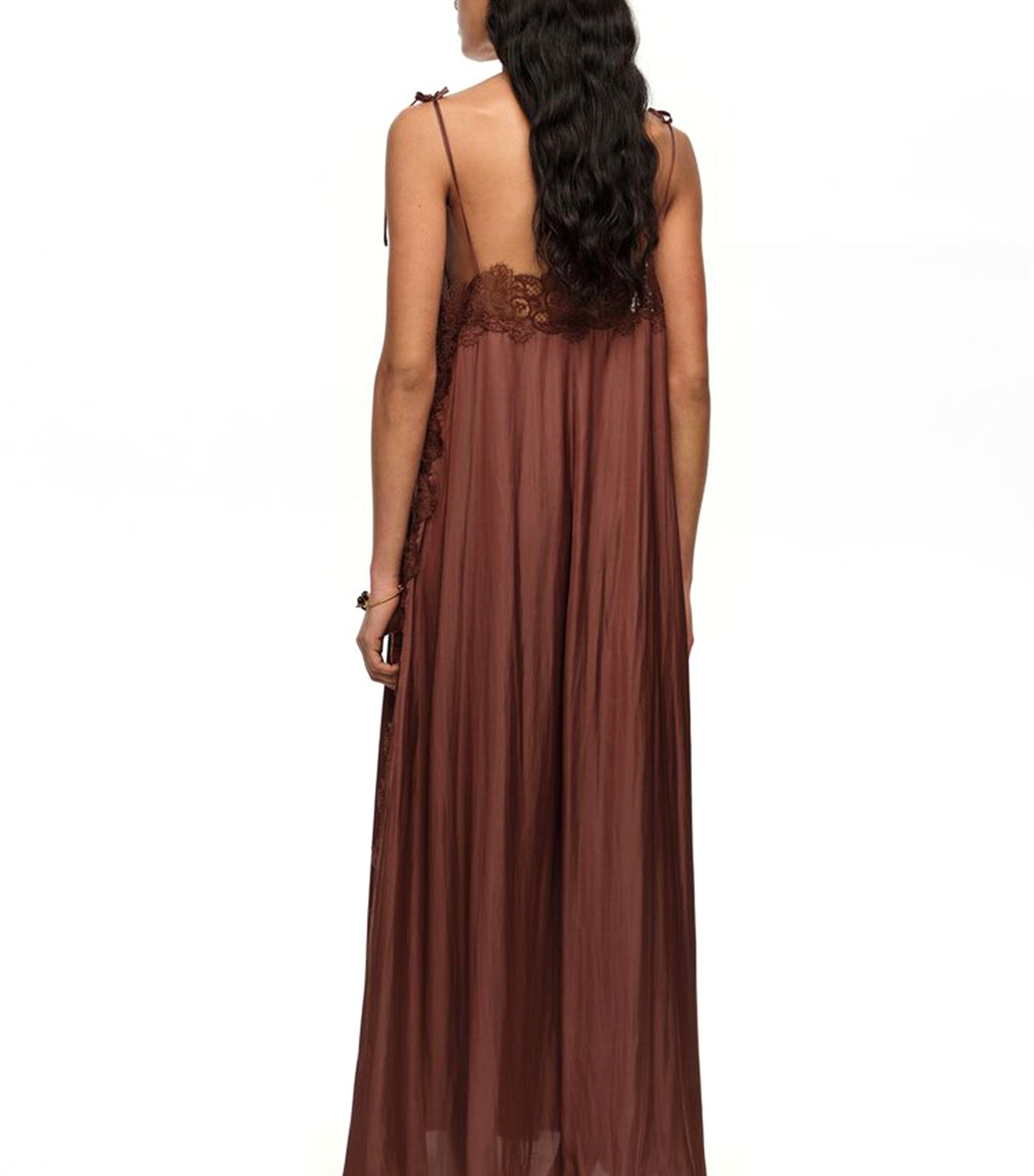 Lace Fluid Dress Brown
