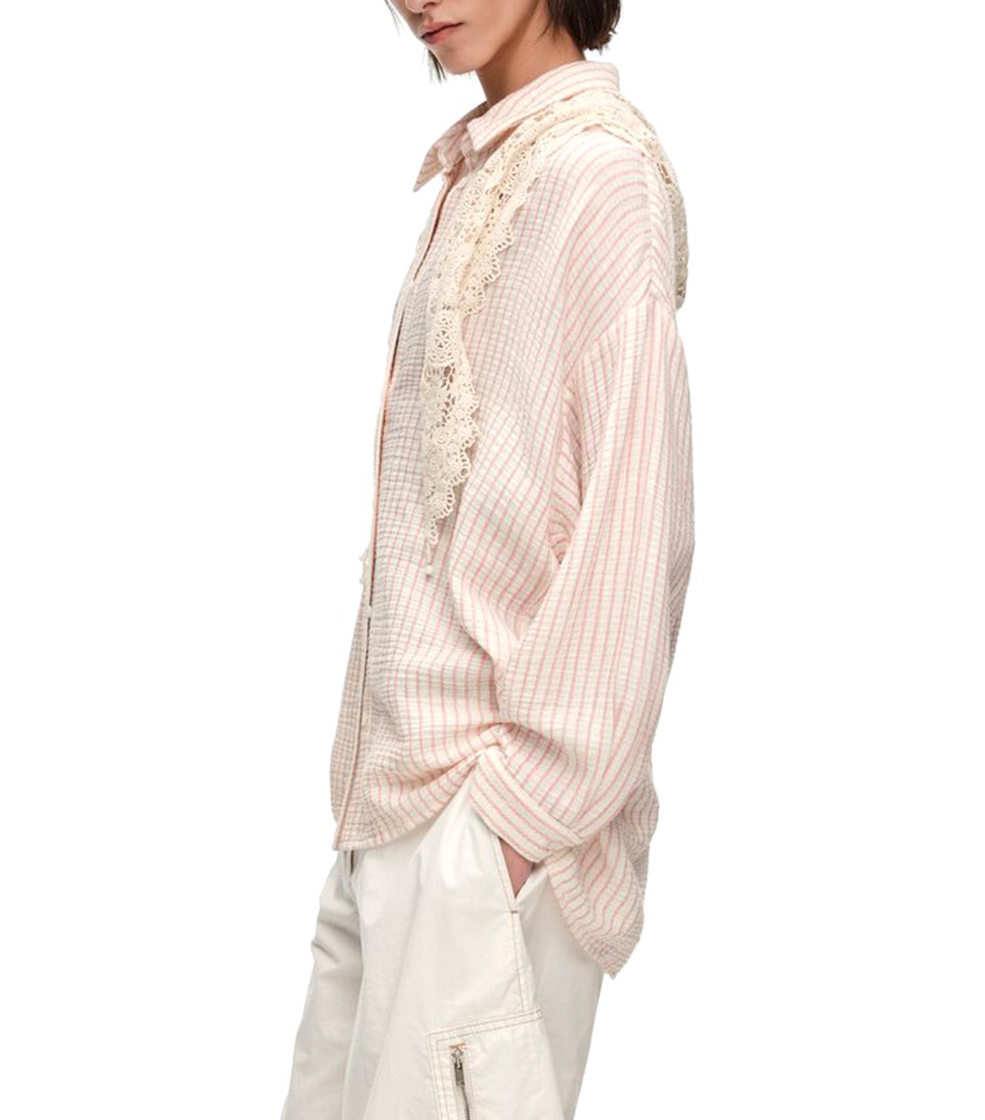 Crochet Scarf Shirt Red Striped