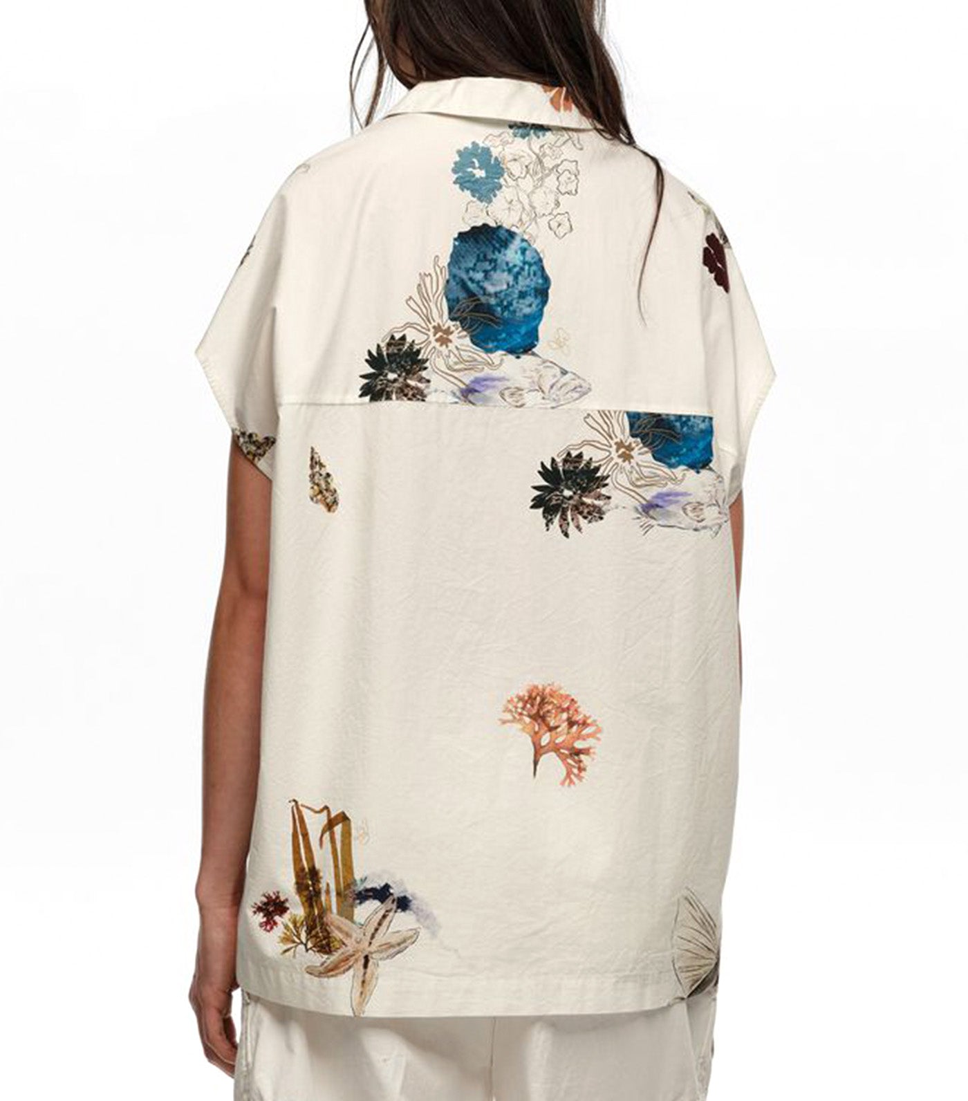 Bimba Y Lola Seabed Cotton Cape Shirt Off White