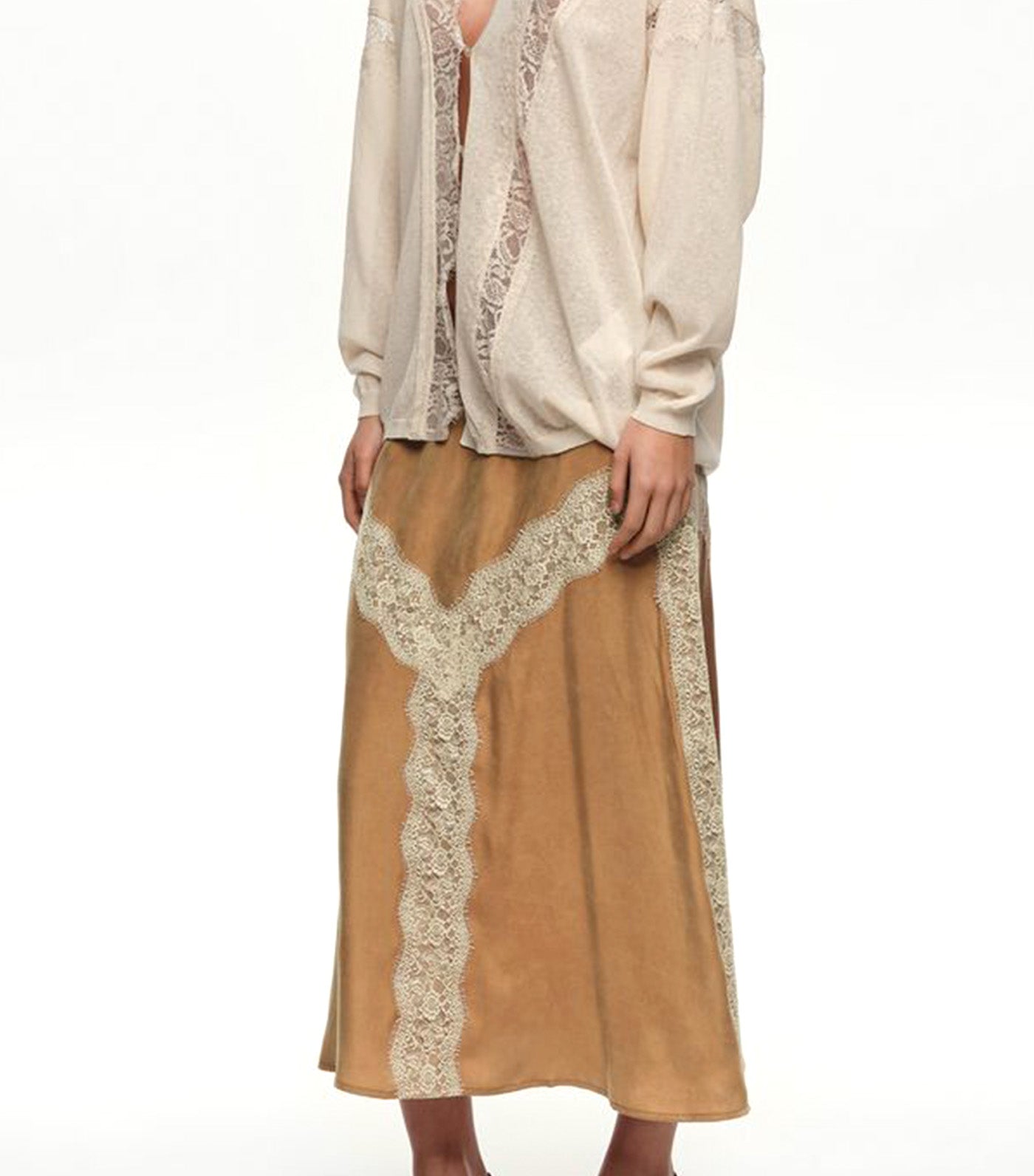 Bimba Y Lola Lace A-Line Skirt Toffee