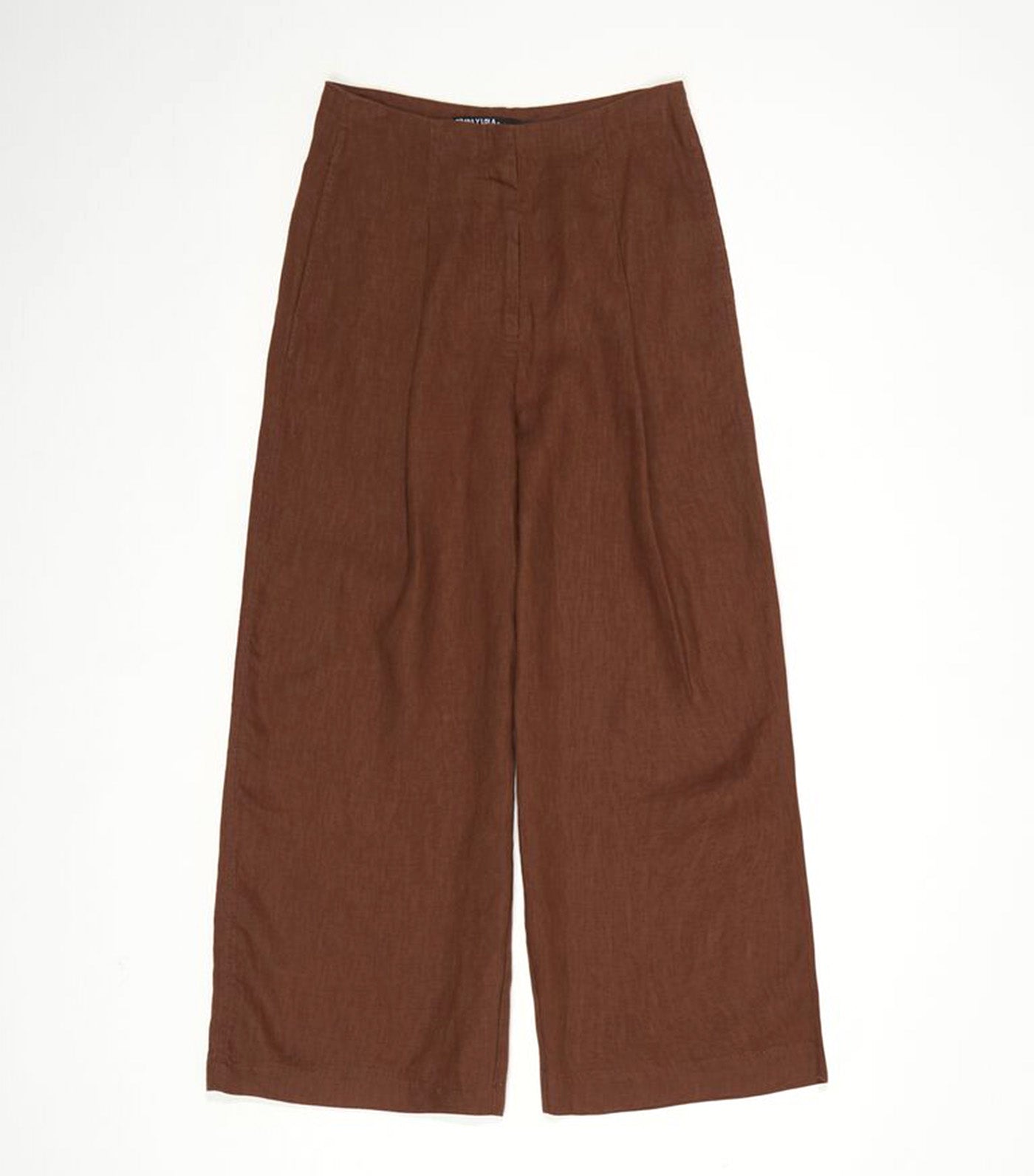 Bimba Y Lola Linen Straight-Leg Trousers with Darts Washed Brown