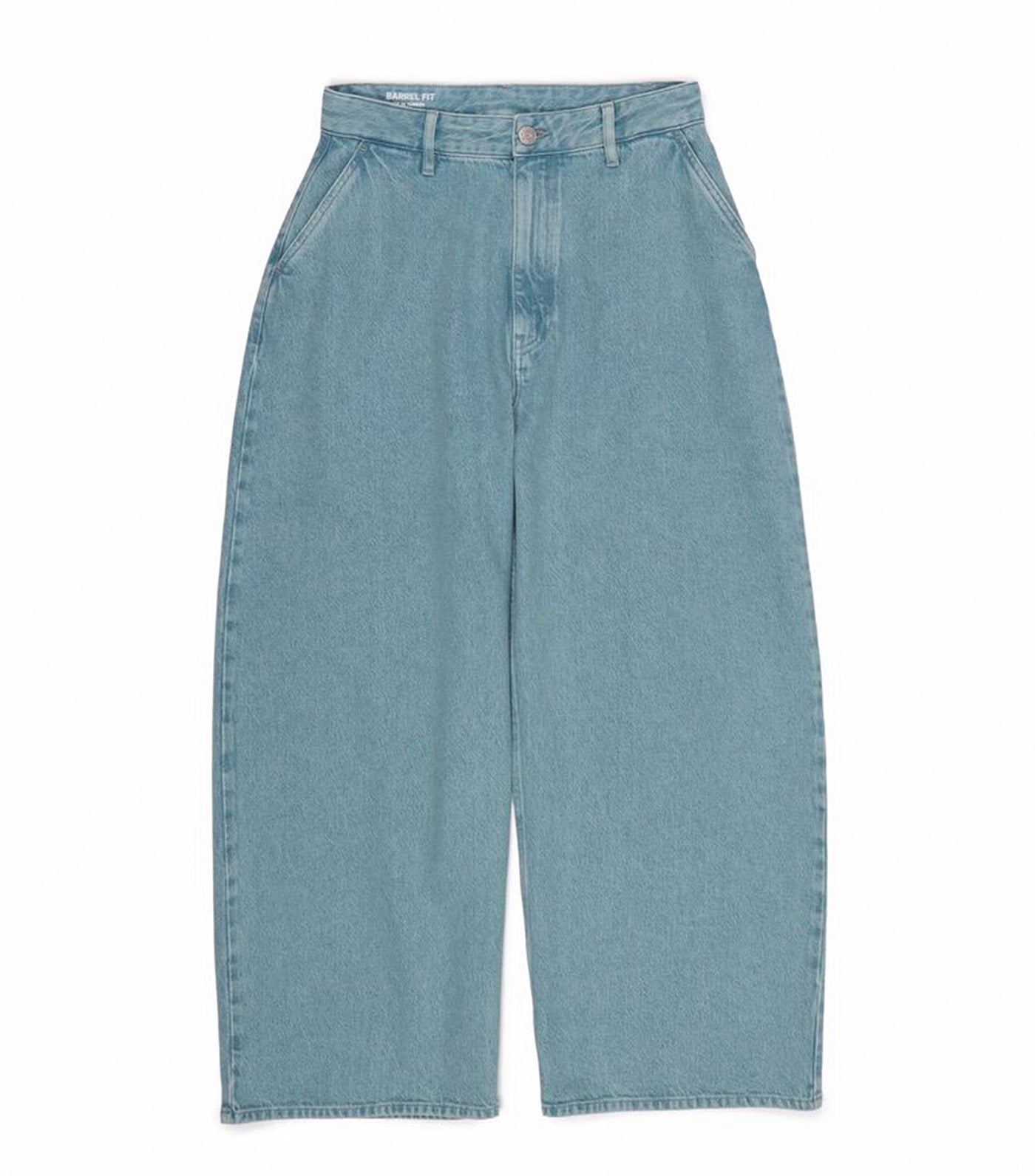 Wide Leg Washed Denim Trousers Light Blue