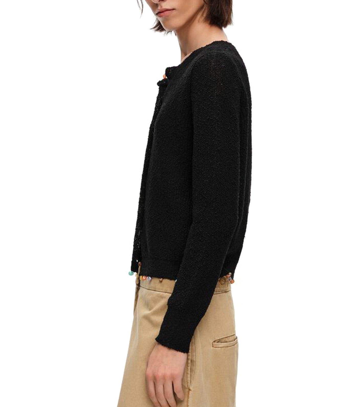 Straight Cardigan with Stones Black