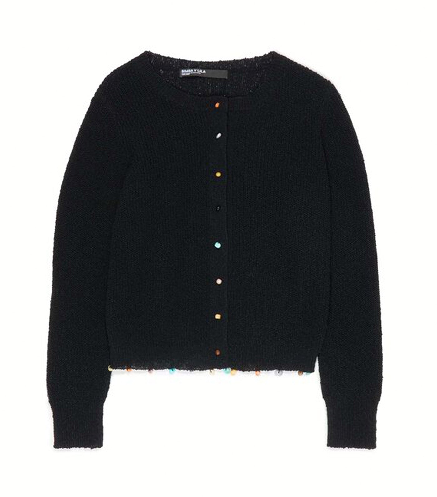 Straight Cardigan with Stones Black