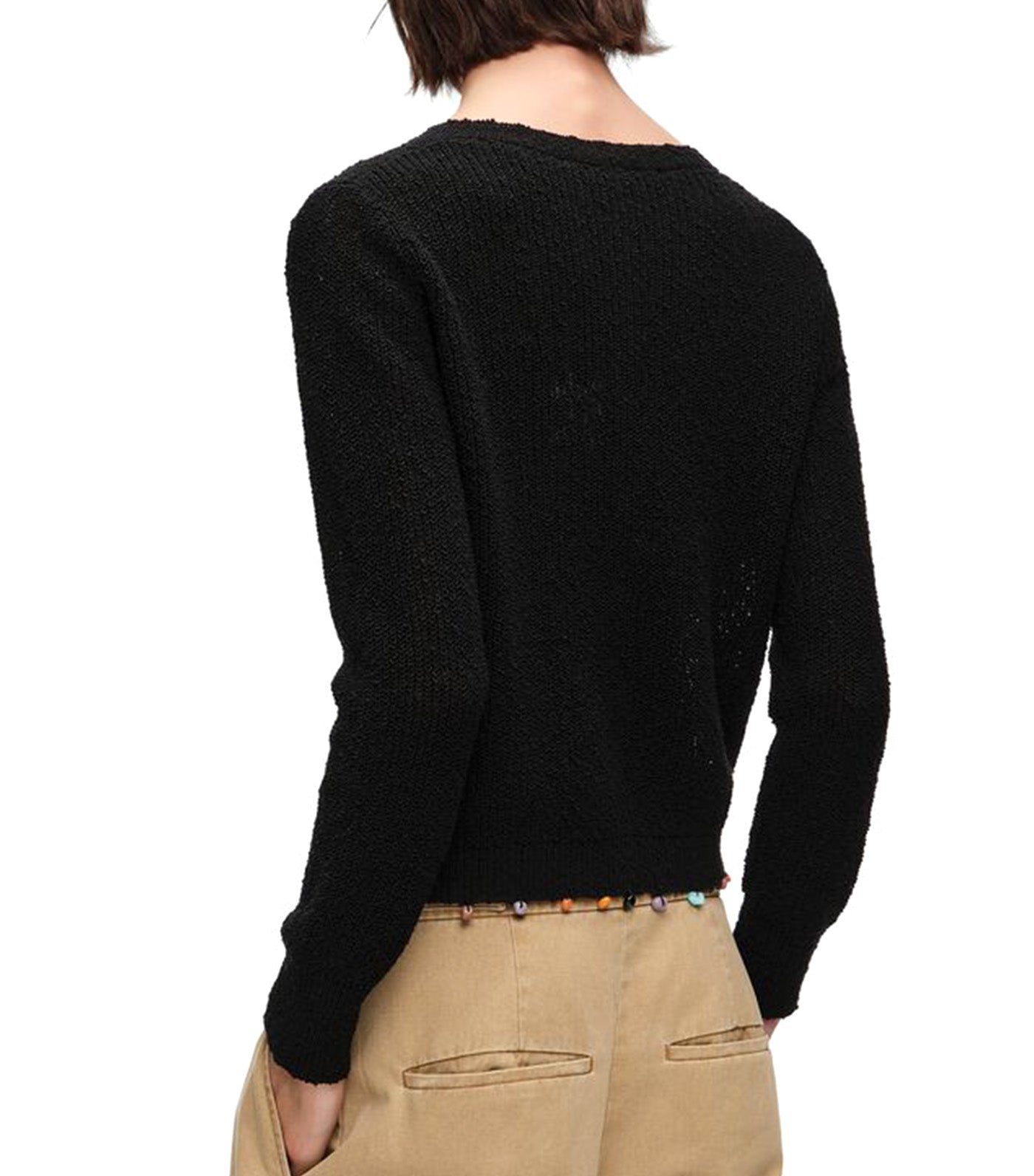 Straight Cardigan with Stones Black