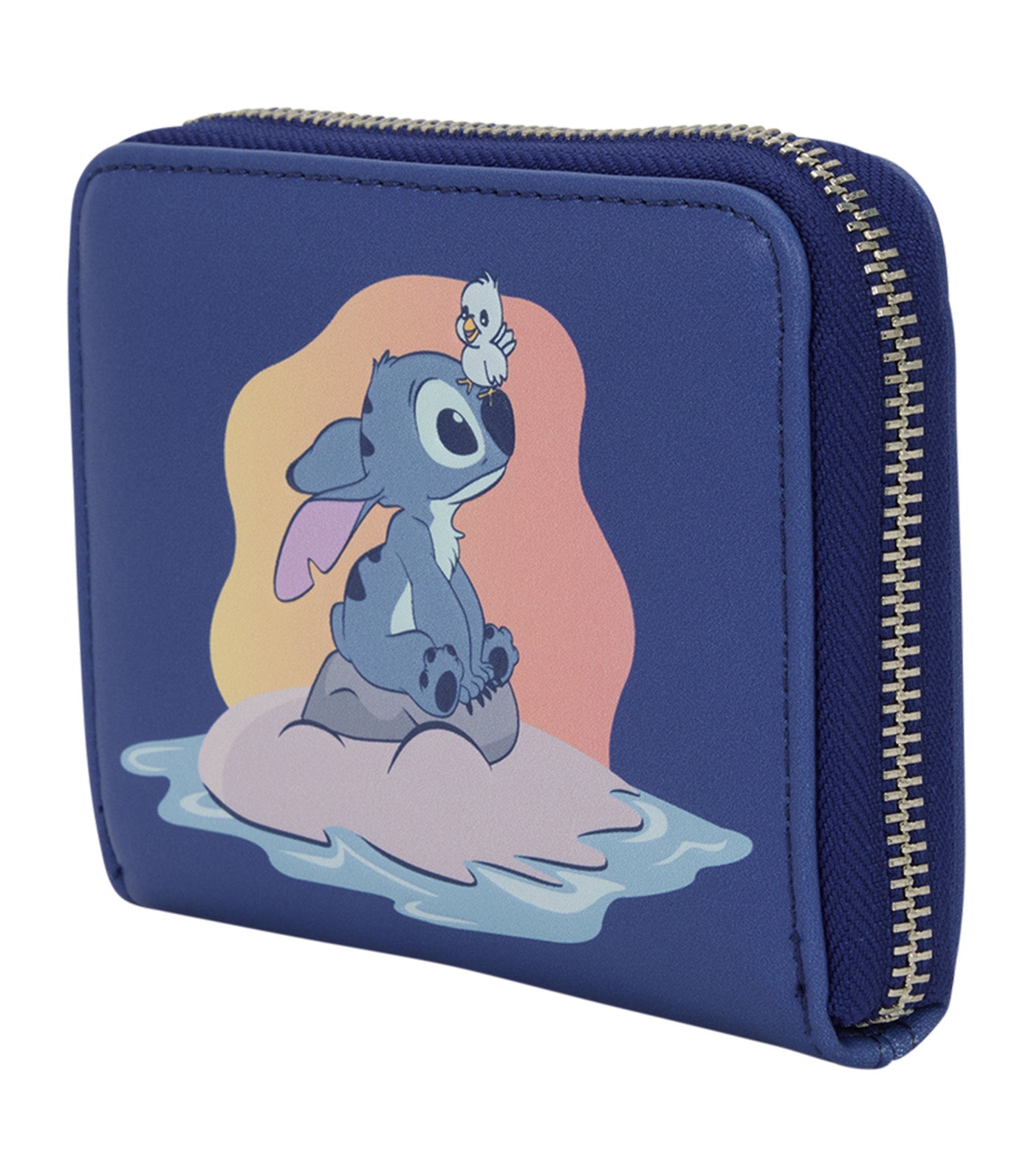 Disney Lilo & Stitch Sit on Rock with Bird Zip Wallet