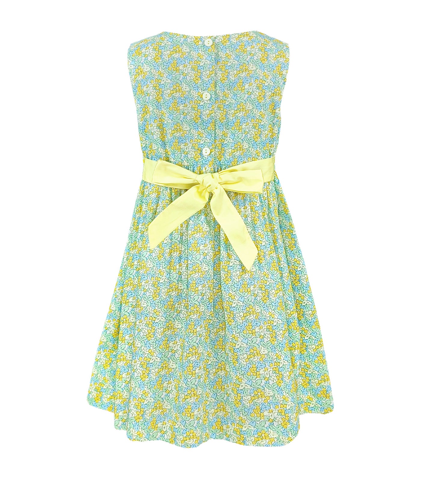 Periwinkle Lucienne Girls Floral Smocked Dress Yellow