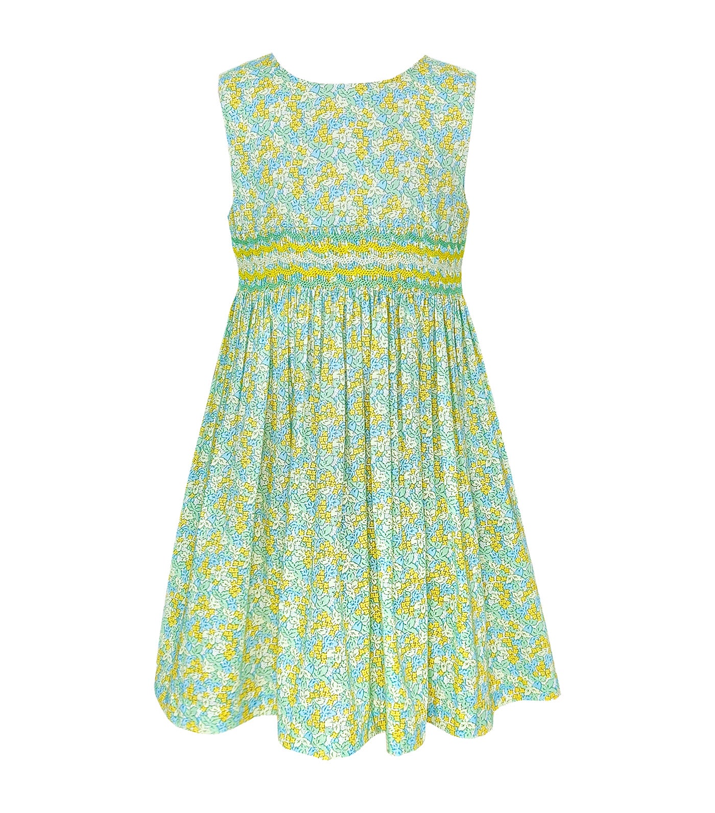 Periwinkle Lucienne Girls Floral Smocked Dress Yellow