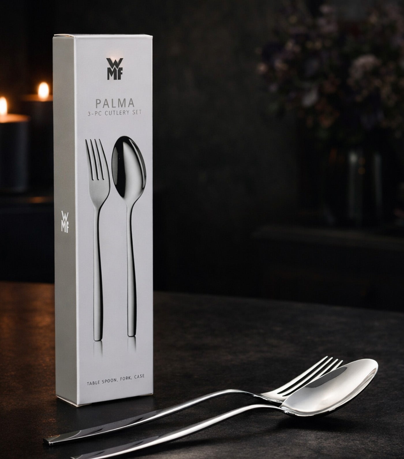 Boston Palma 3-Piece Cutlery Set with Case Silver