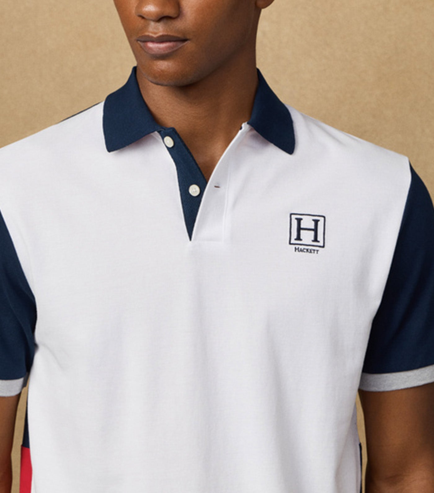Hackett Classic Fit Short Sleeve Branded Quad Polo Optic White