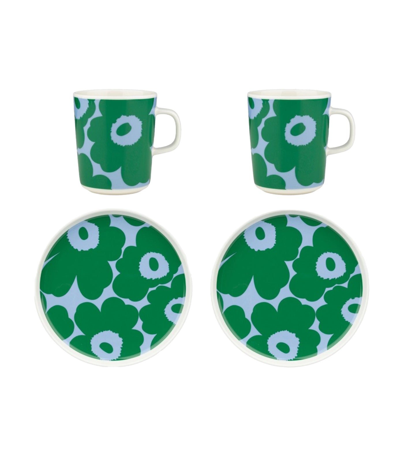 Oiva / Unikko Collection White, Green, and Light Blue