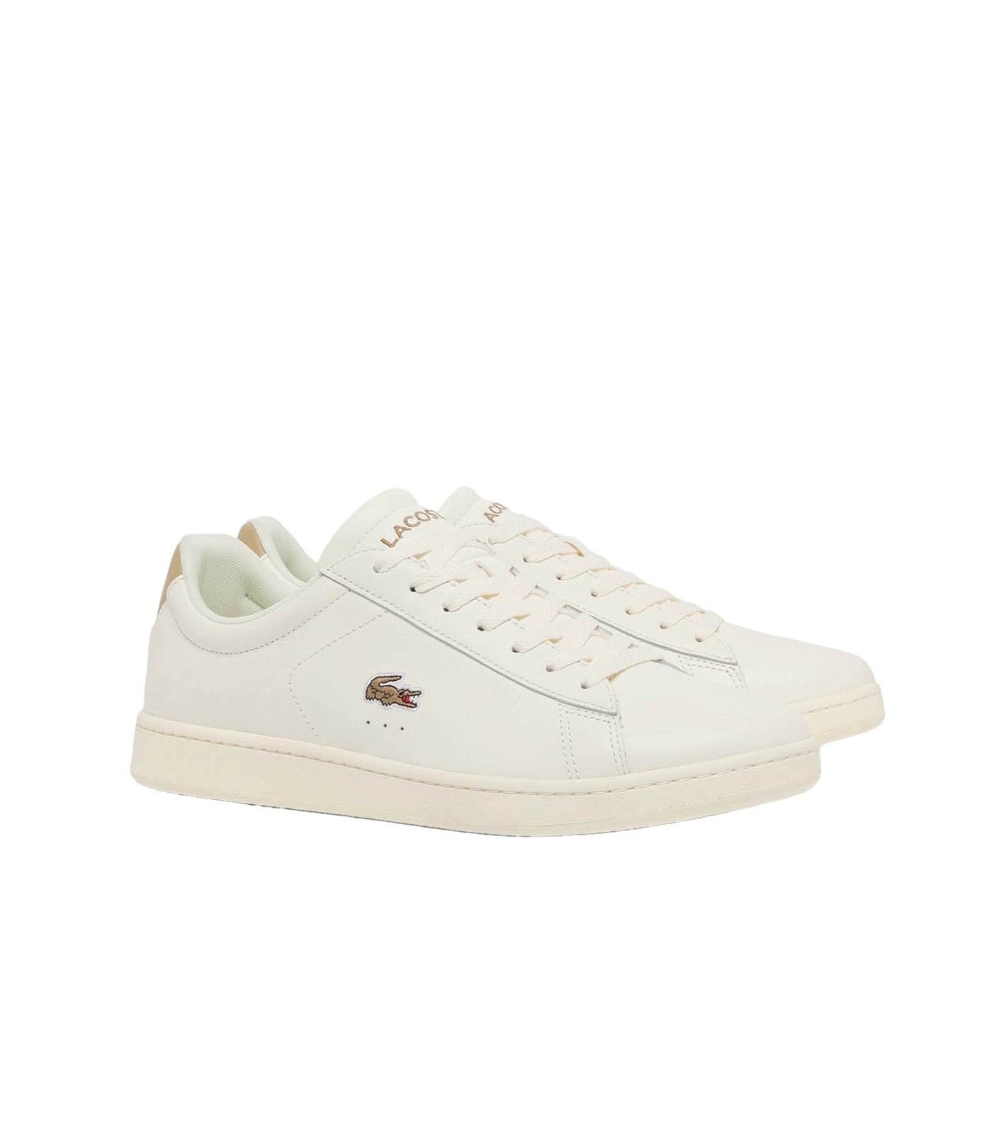 Lacoste Men's Carnaby Evo Leather Sneakers Off White/Light Brown