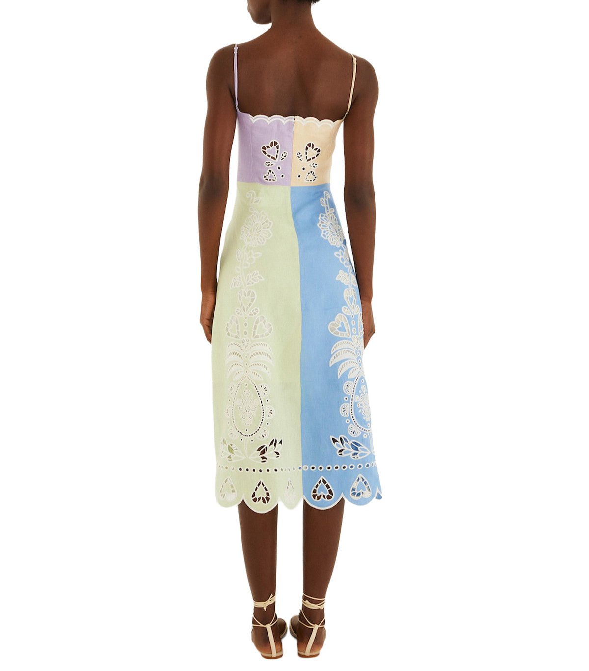 Multicolor Embroidery Sleeveless Midi Dress Multi