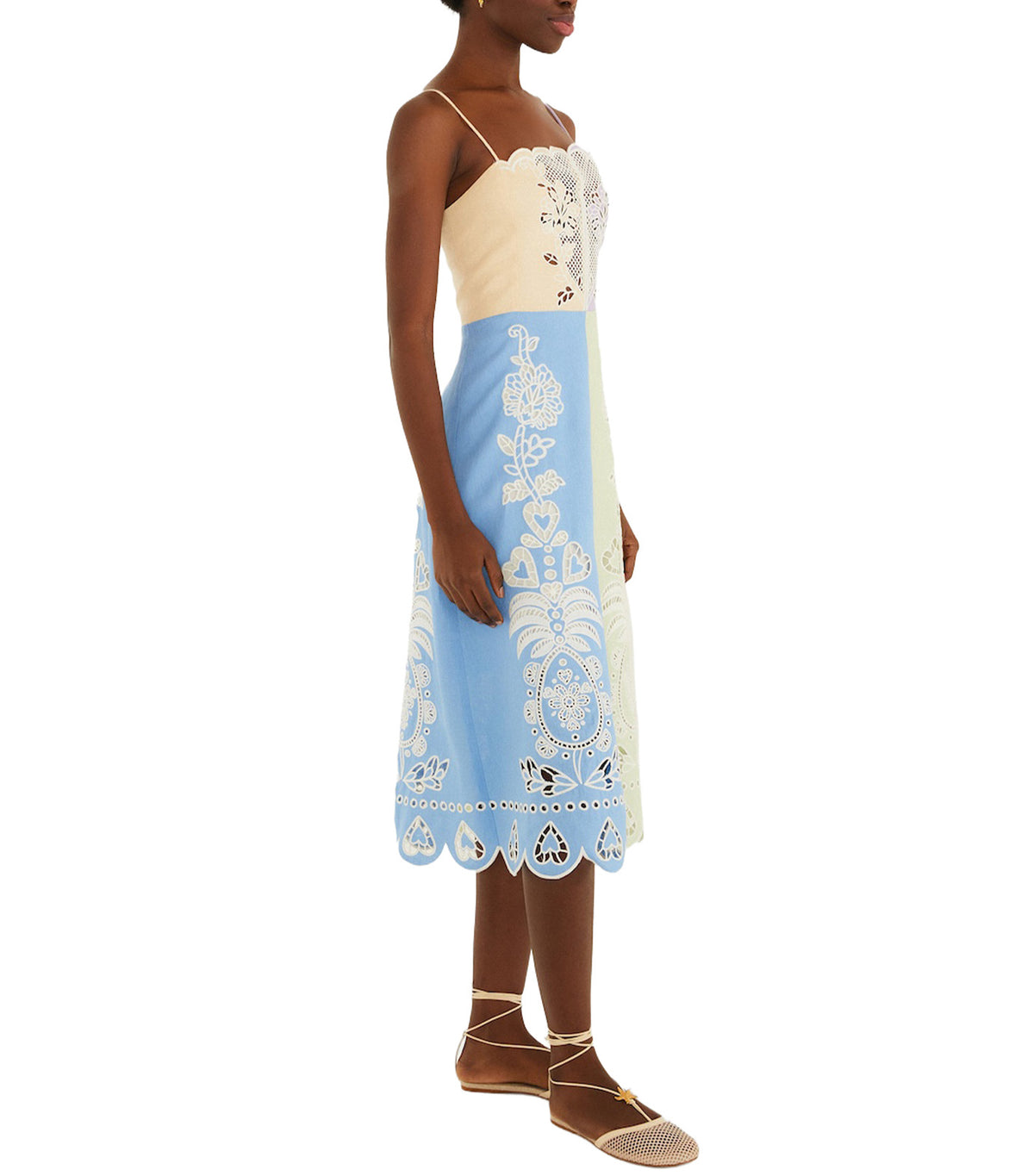 Multicolor Embroidery Sleeveless Midi Dress Multi