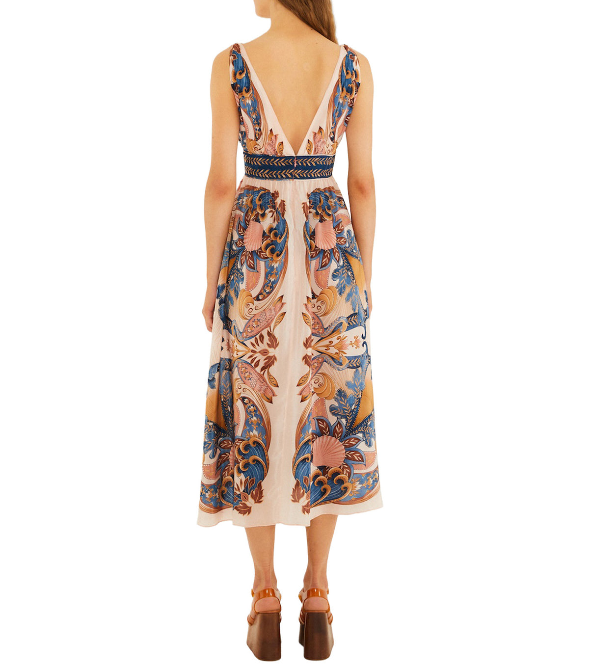 Garden Scarf Midi Dress Soft Pink Multi