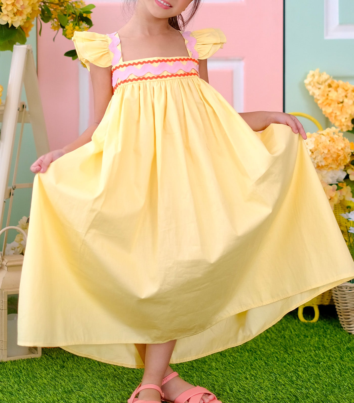 Tilda Long Midi Dress Yellow
