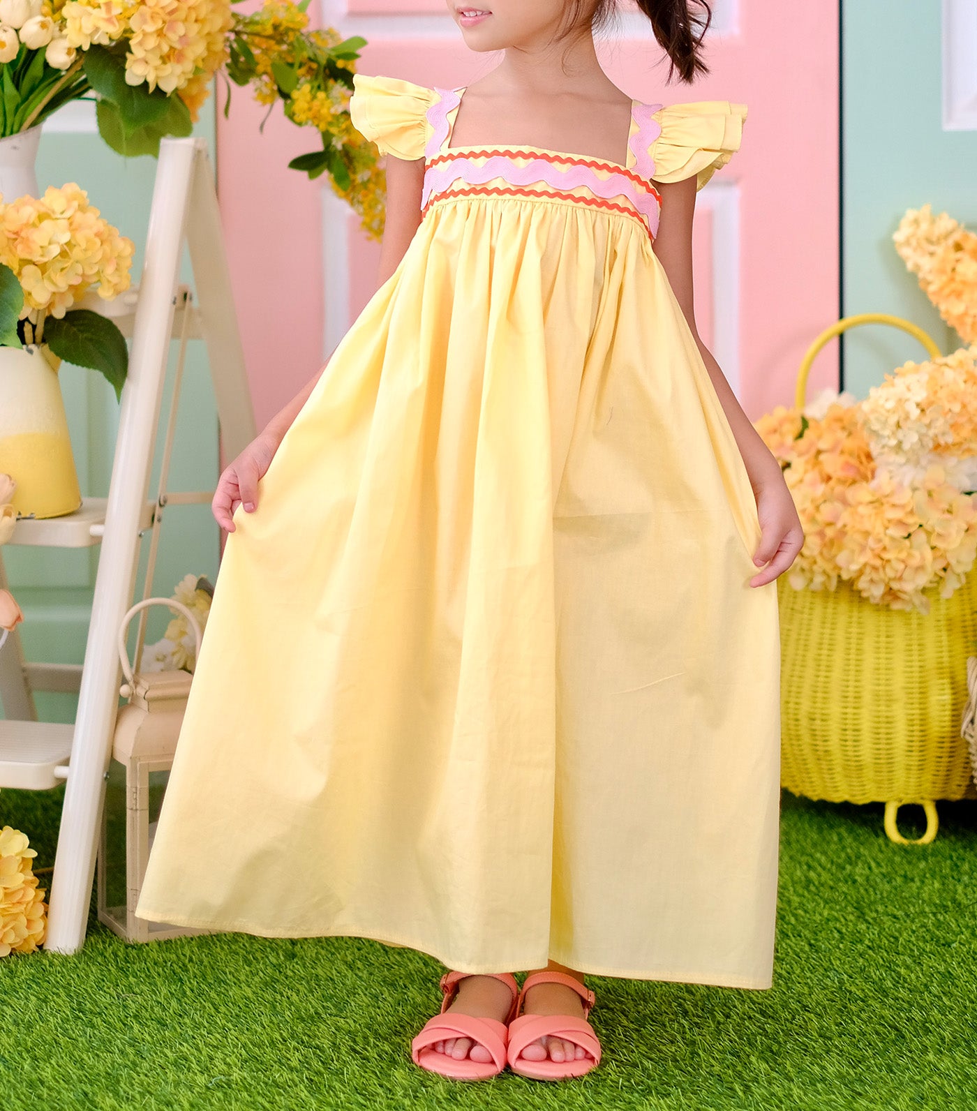 Tilda Long Midi Dress Yellow