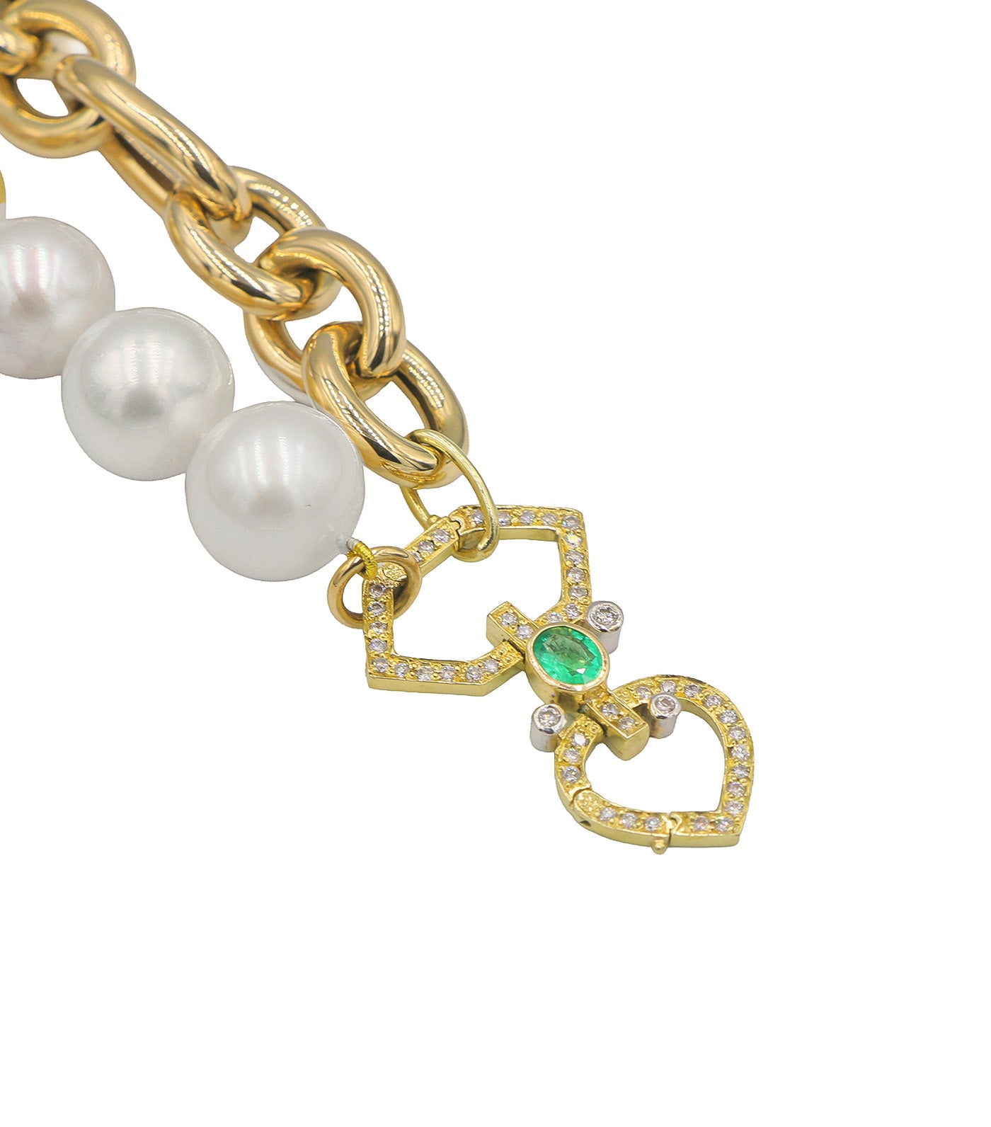 Oval Link and Pearl Champagne and Yanna Lock Necklace