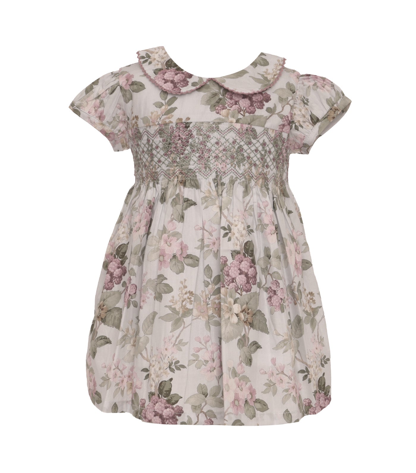 Floral Smocked Dress Light Blue/Green Flowers