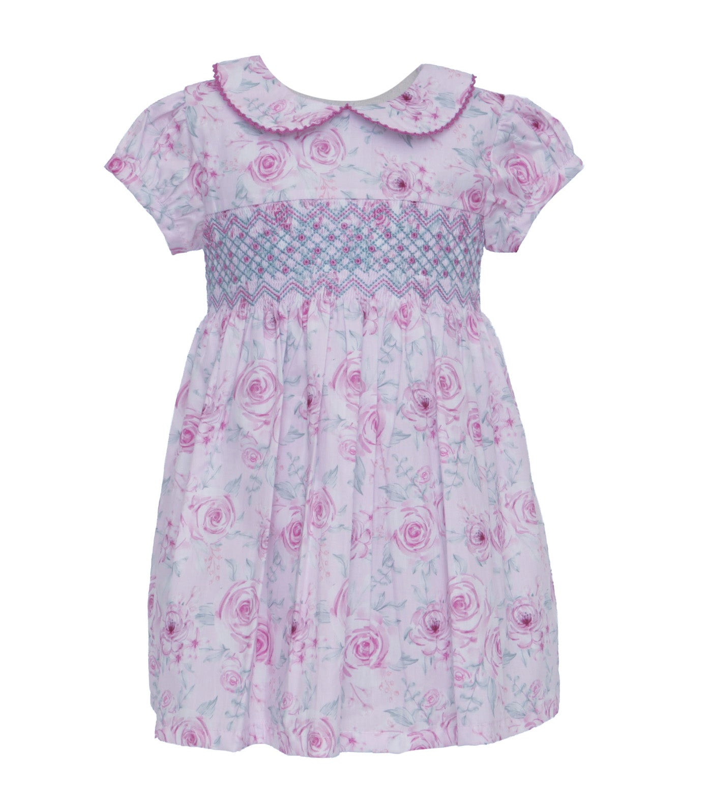 Floral Smocked Dress Pink Roses