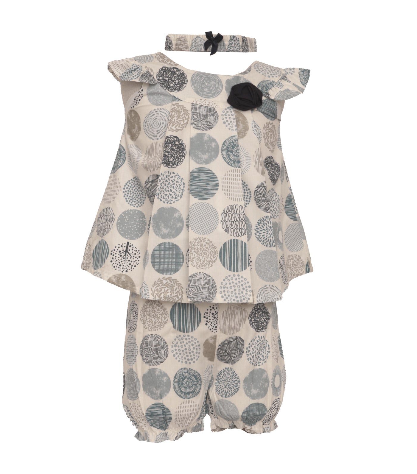 Baby Dress with Bloomers and Headband Blue