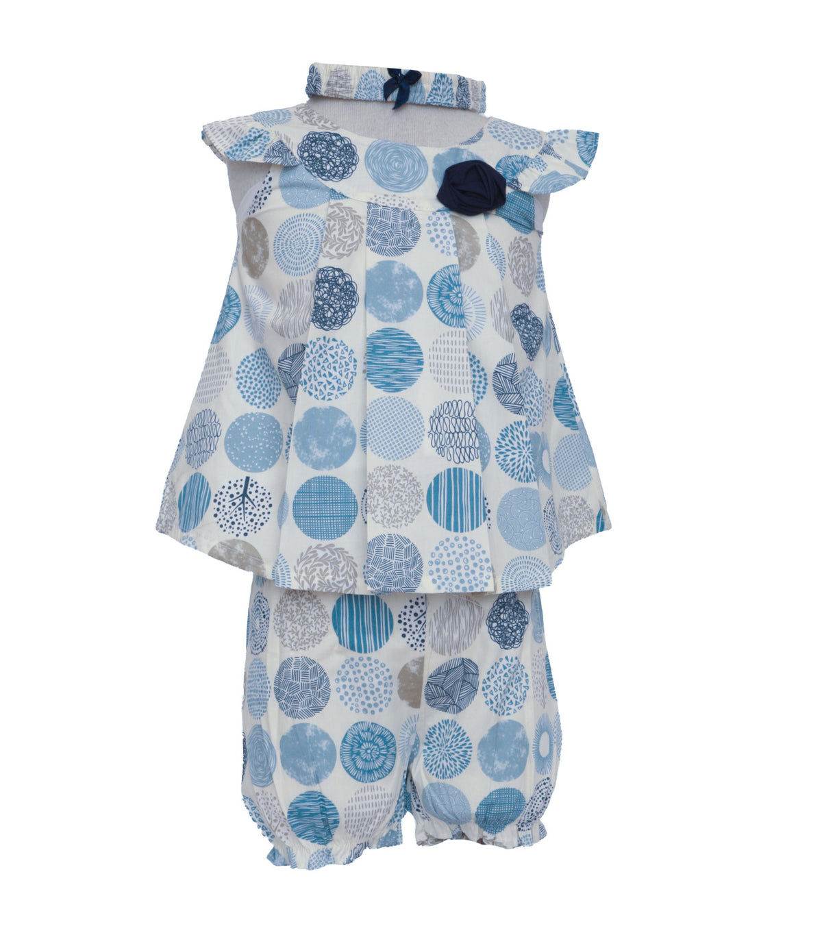 Baby Dress with Bloomers and Headband Blue