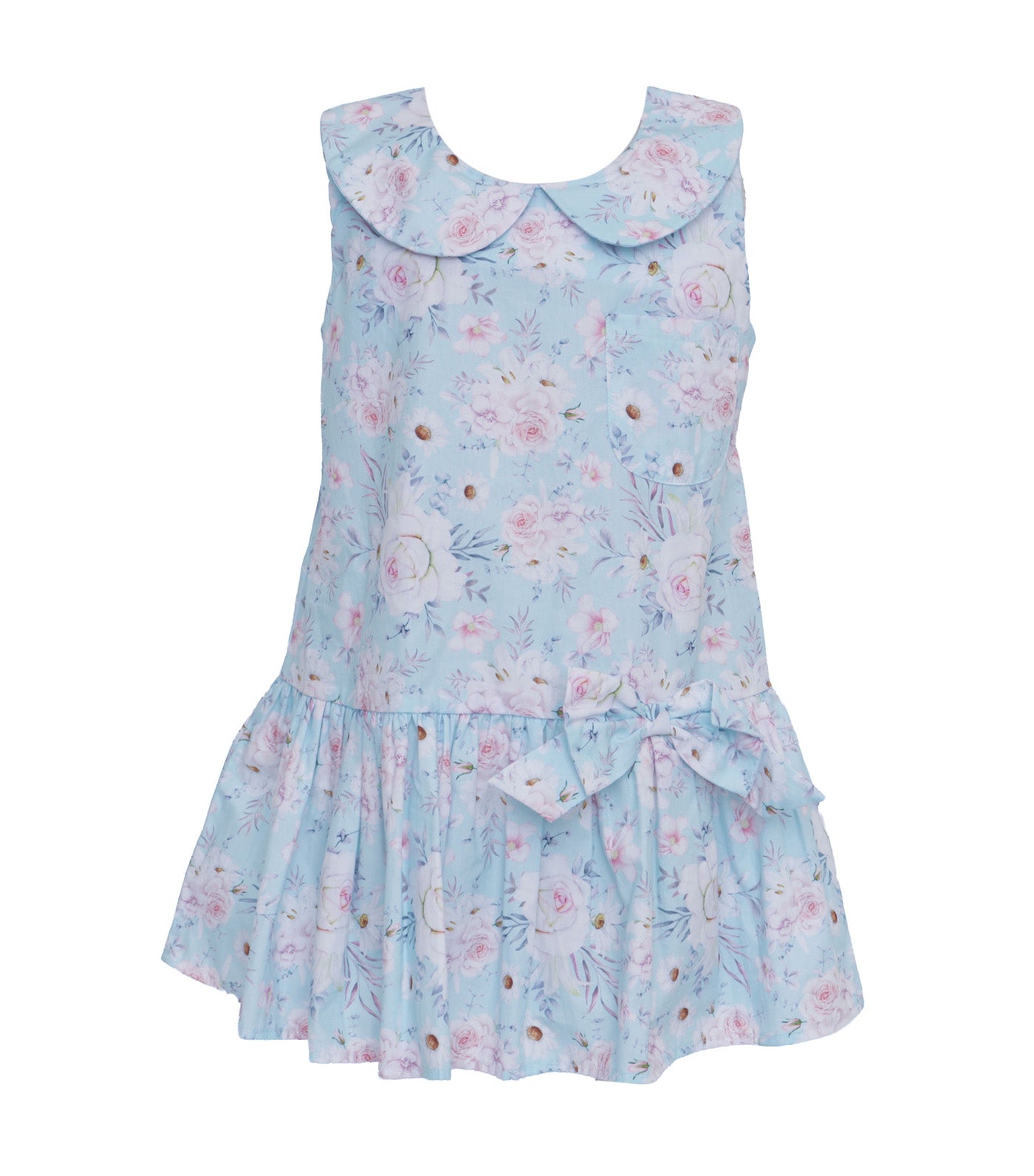 Floral Sleeveless Dress Light Blue