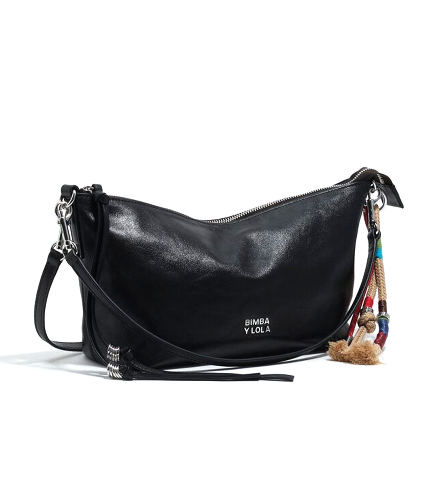 Shiny Leather Trapecio Bag Medium Black
